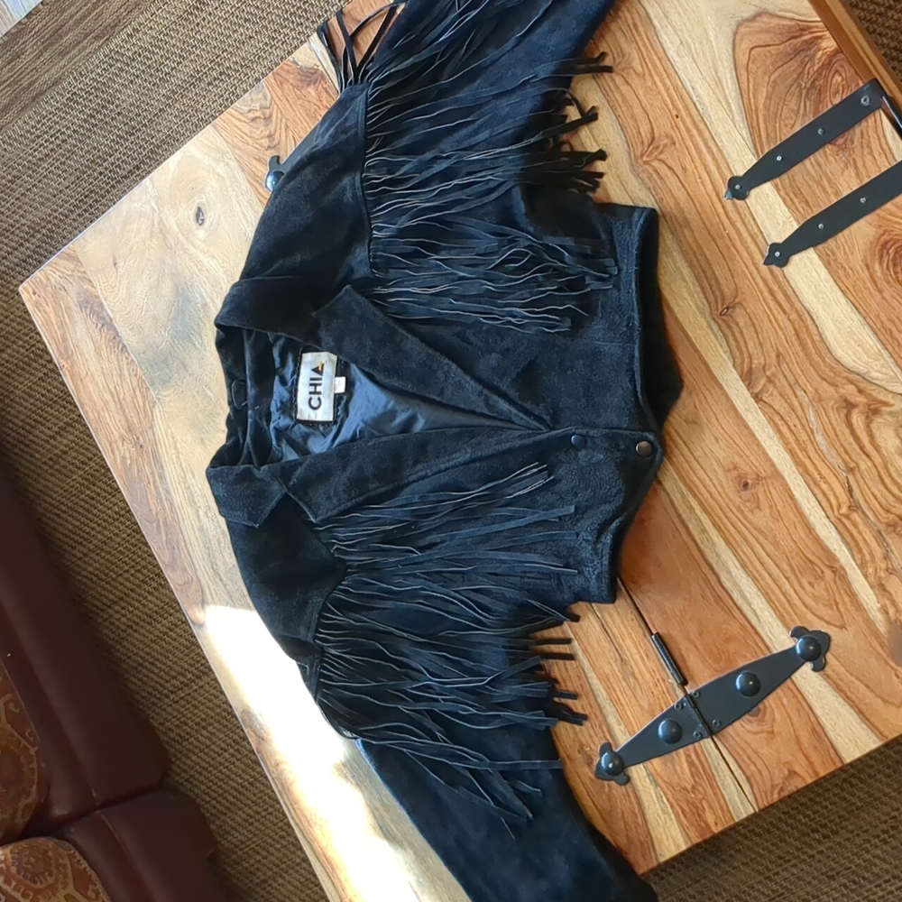 Vintage Chia Suede Leather Fringe Jacket